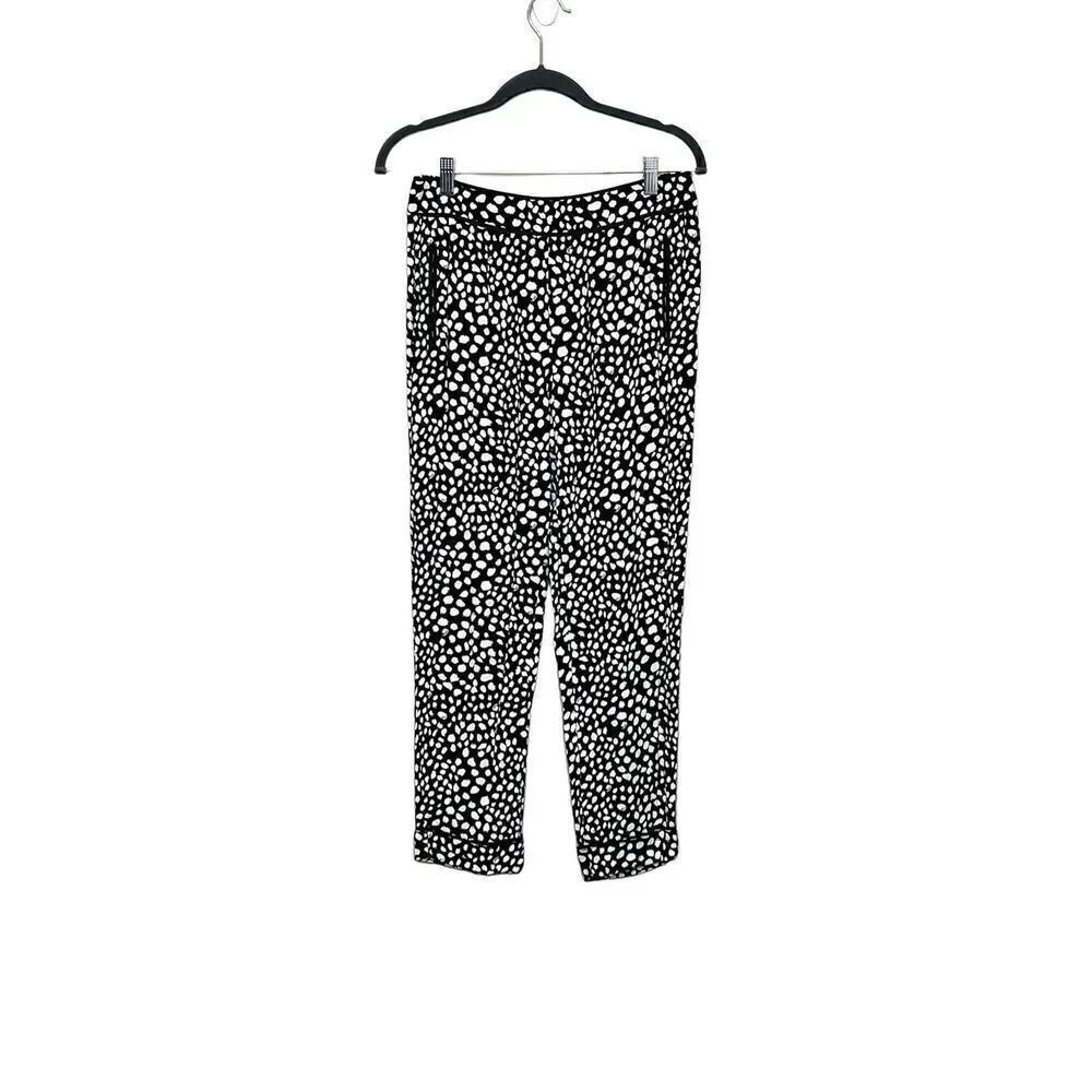 Zara Trafaluc black and white print pull on pants size M